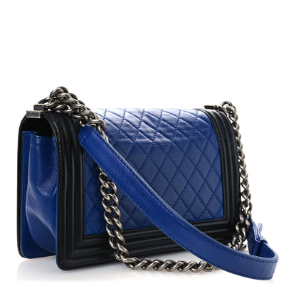 Chanel Lambskin Quilted Medium Boy Flap Black Blue Fonce 3 of 12