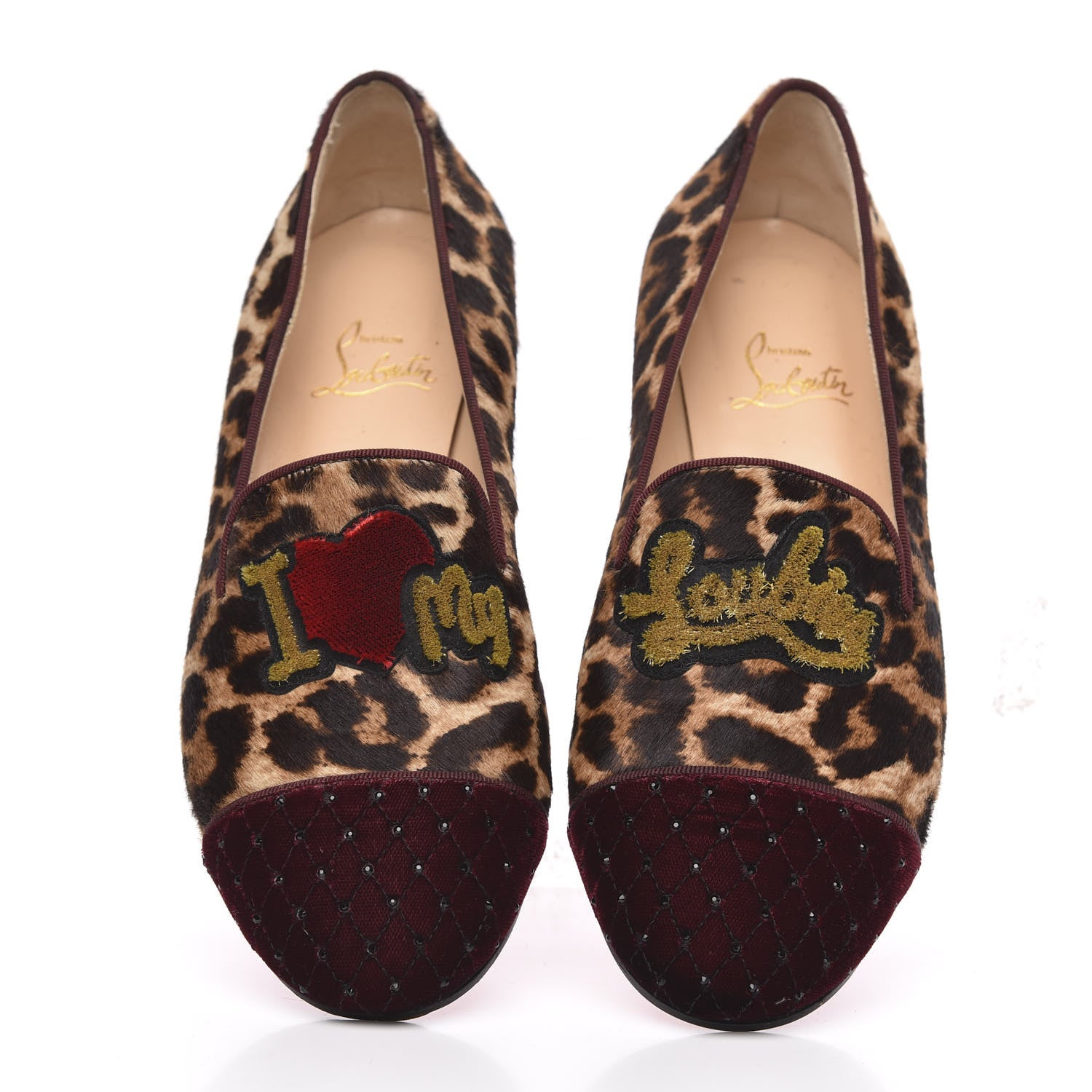 Christian Louboutin Leopard Print Cap Toe I Love My Loubies Loafers 38 Rouge Imperial 3 of 9