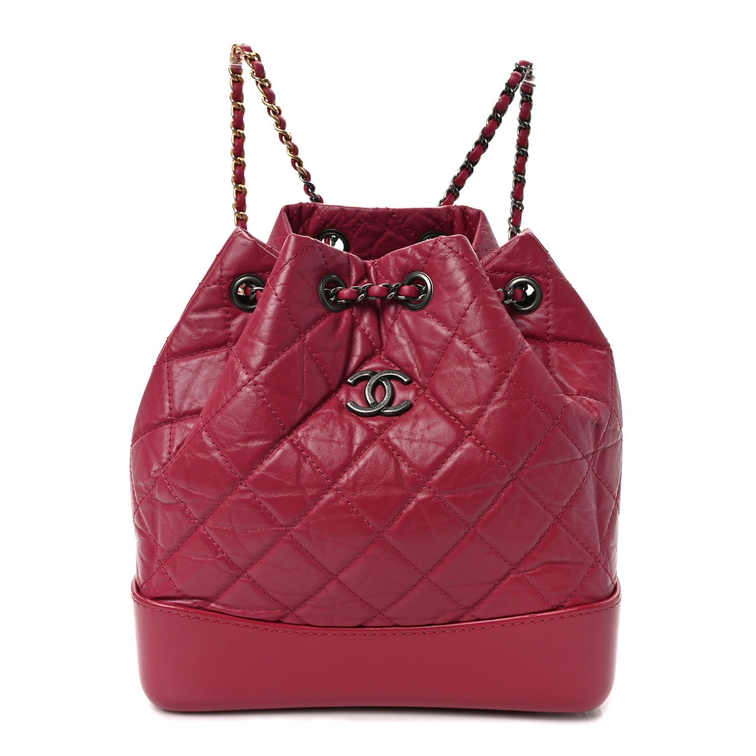 Chanel Aged Calfskin Quilted Small Gabrielle Backpack Dark Pink 1 of 9