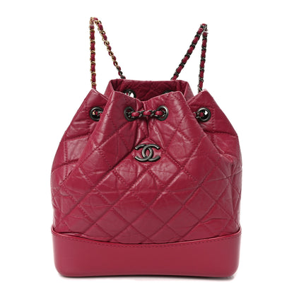 Chanel Aged Calfskin Quilted Small Gabrielle Backpack Dark Pink 1 of 9