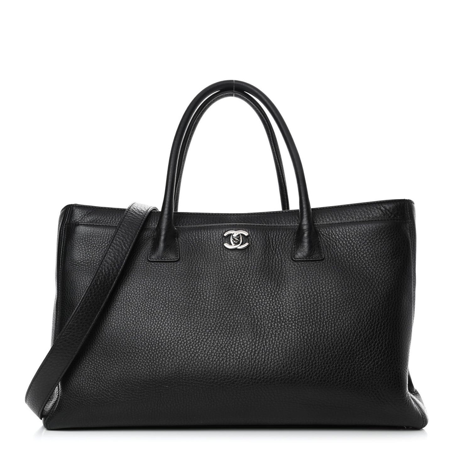 Calfskin Cerf Executive Shopper Tote Black