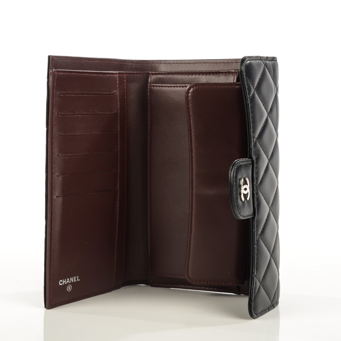 Lambskin Quilted Large Flap Wallet Black