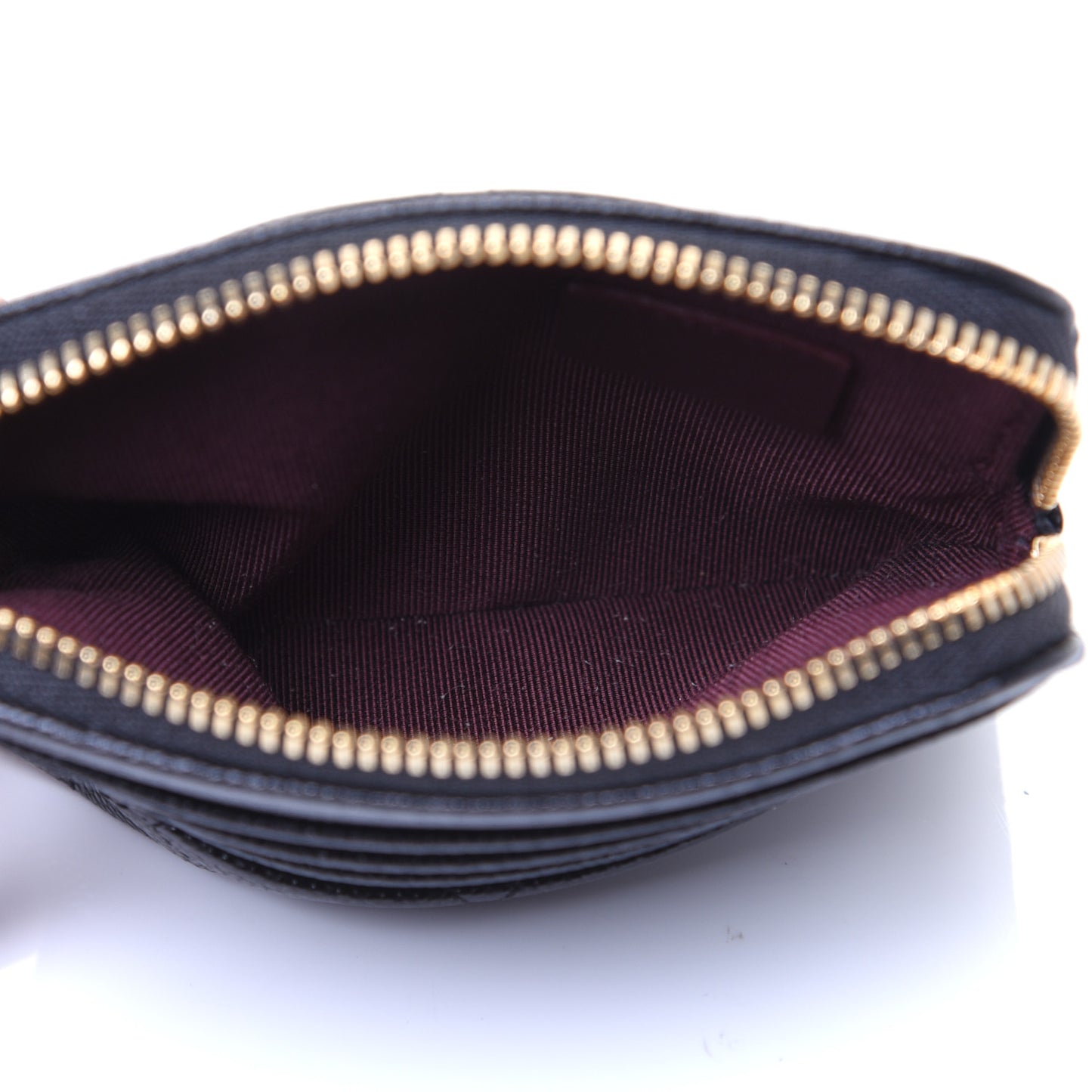 Caviar Quilted Zip Card Holder Wallet Black