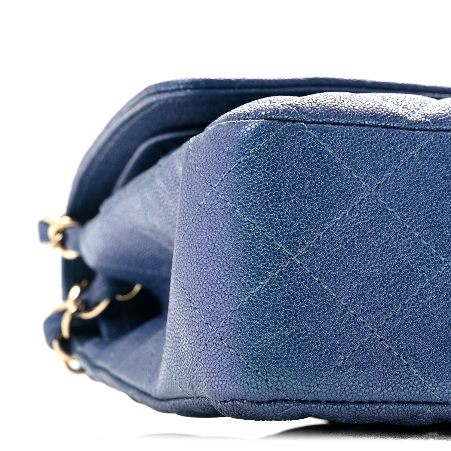 Chanel Iridescent Caviar Quilted Medium Double Flap Dark Blue 9 of 11