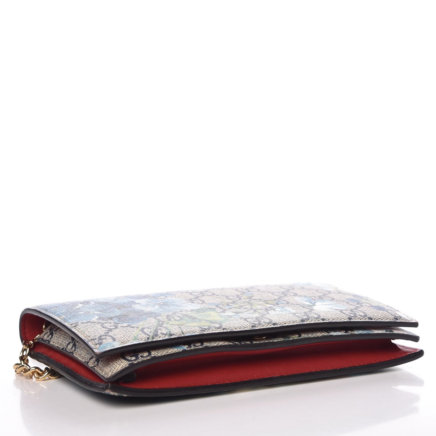 GG Supreme Monogram Blooms Chain Wallet Blue