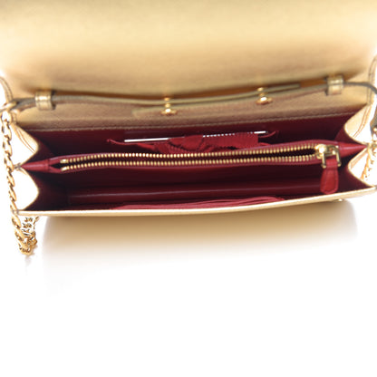 Prada Metallic Saffiano Lux Chain Wallet Platino 5 of 13