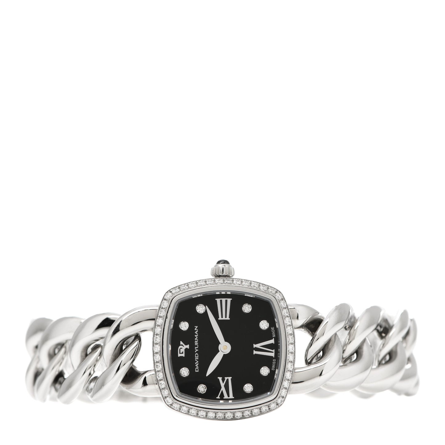 Stainless Steel Diamond Bezel 23mm Albion Quartz Watch Black