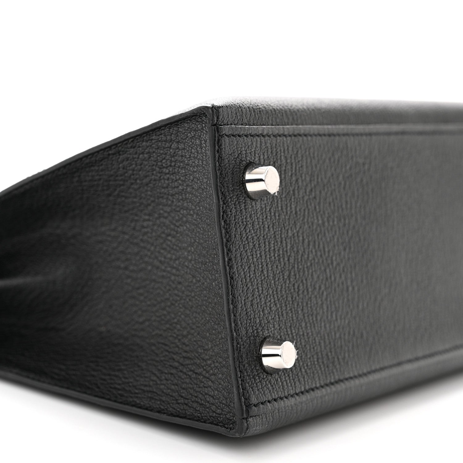 Hermes Chevre Mysore Horseshoe Kelly Sellier 25 Black Gris Perle 9 of 10