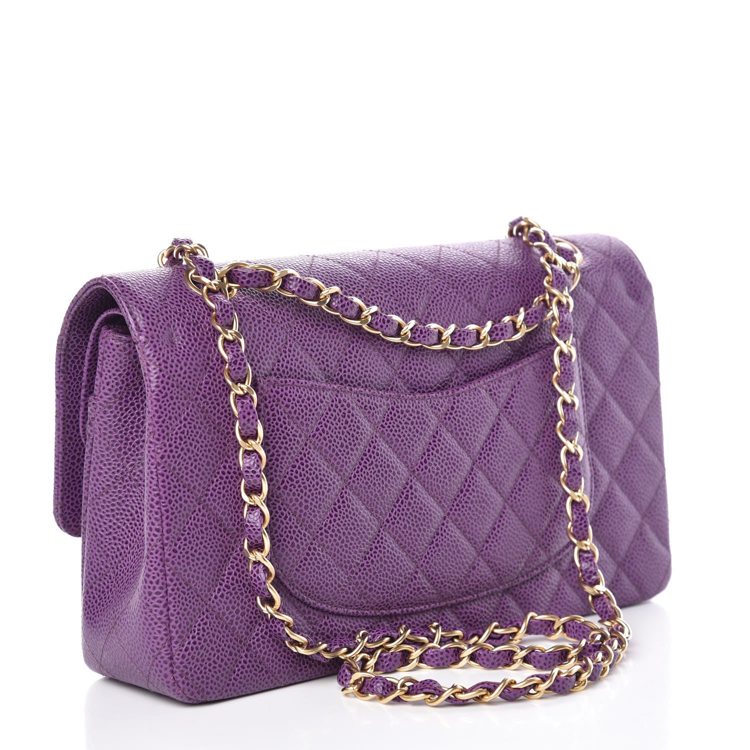Chanel Caviar Quilted Medium Double Flap Dark Purple 3 of 9