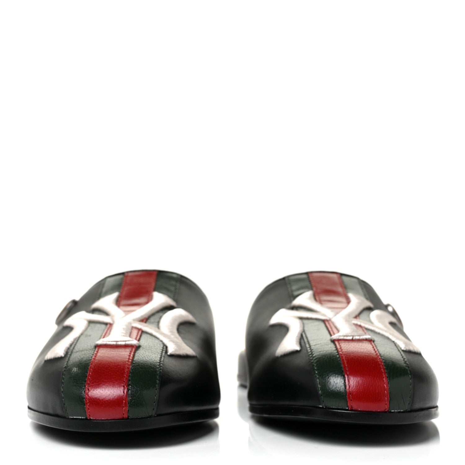 Gucci X MLB Lambskin NY Yankees Embroidered Womens GG Slippers 40 Black 2 of 9