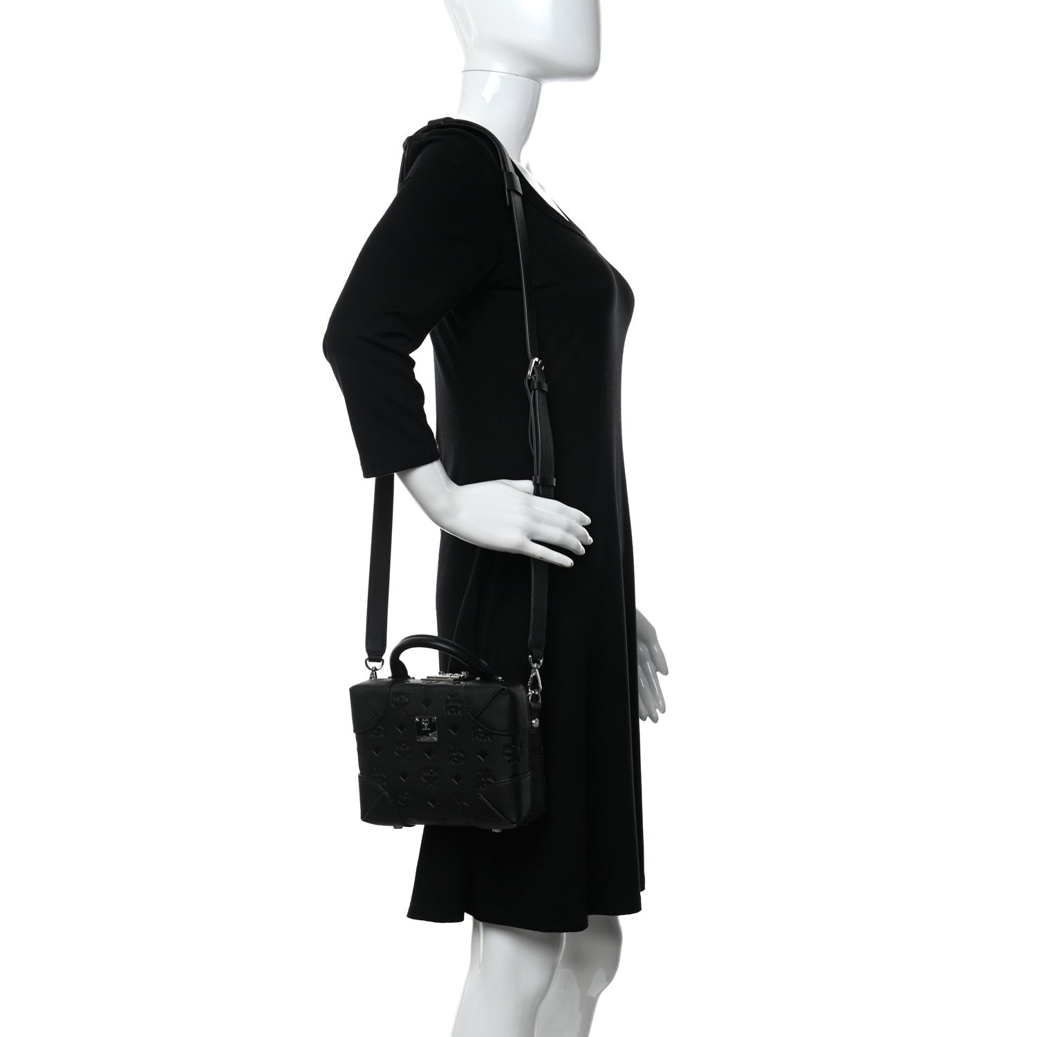 MCM Calfskin Ottomar Monogram Soft Berlin Crossbody Black 2 of 10