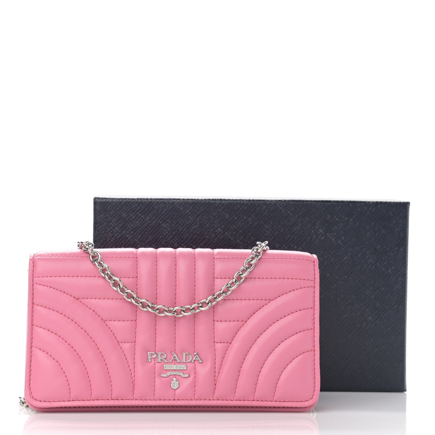 Prada Soft Calfskin Impunture Diagramme Chain Wallet Begonia 11 of 11