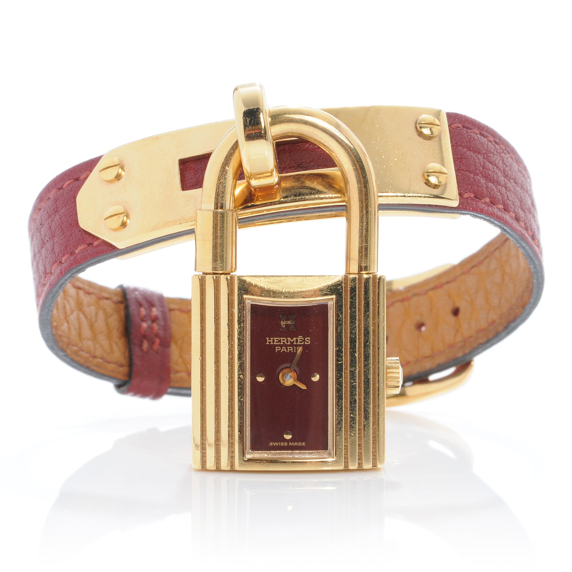 Hermes Stainless Steel Clemence 20mm Kelly Cadena Quartz Watch Rouge 1 of 10