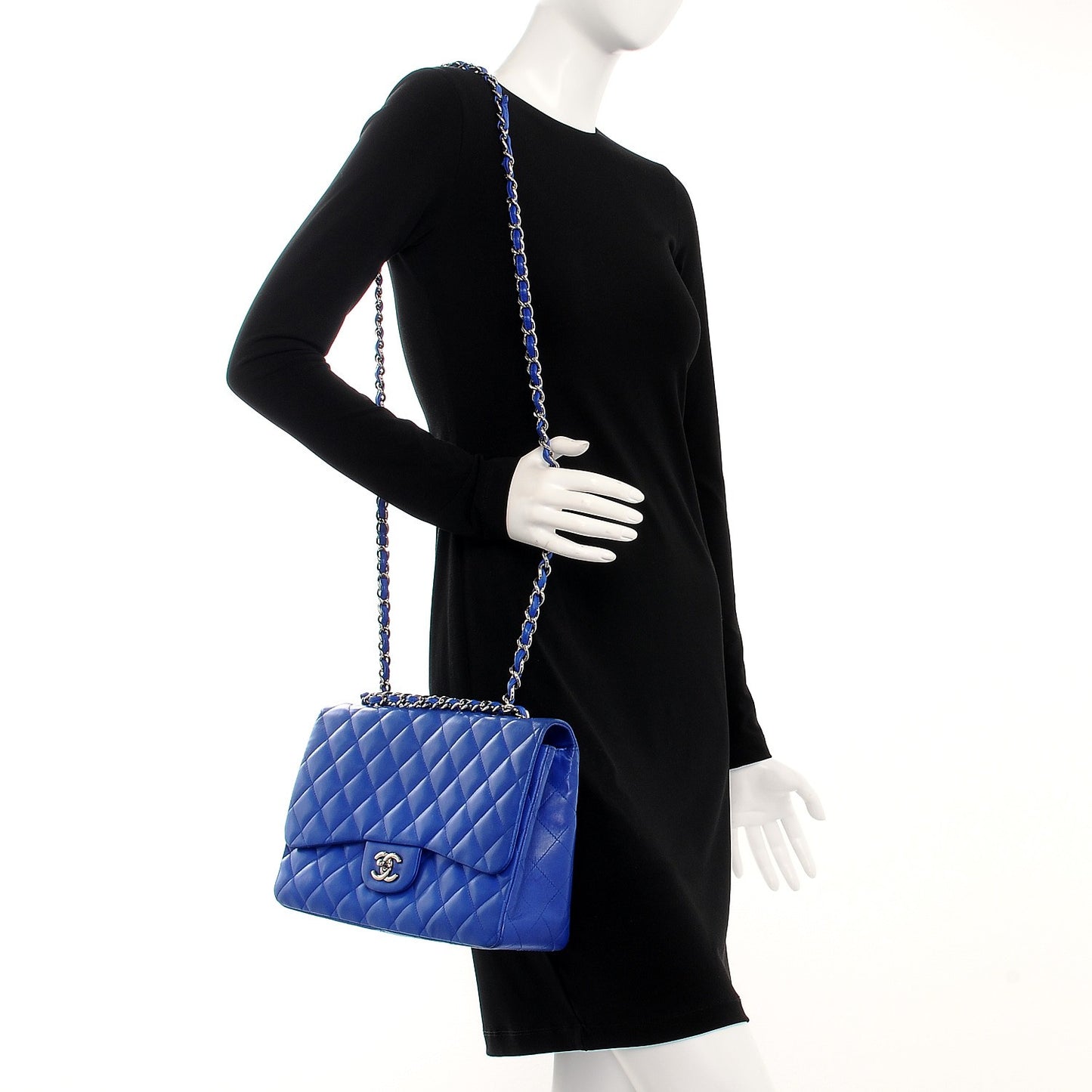 Lambskin Quilted Jumbo Single Flap Blue