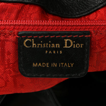 Christian Dior Lambskin Cannage Drawstring Bag Black 6 of 12