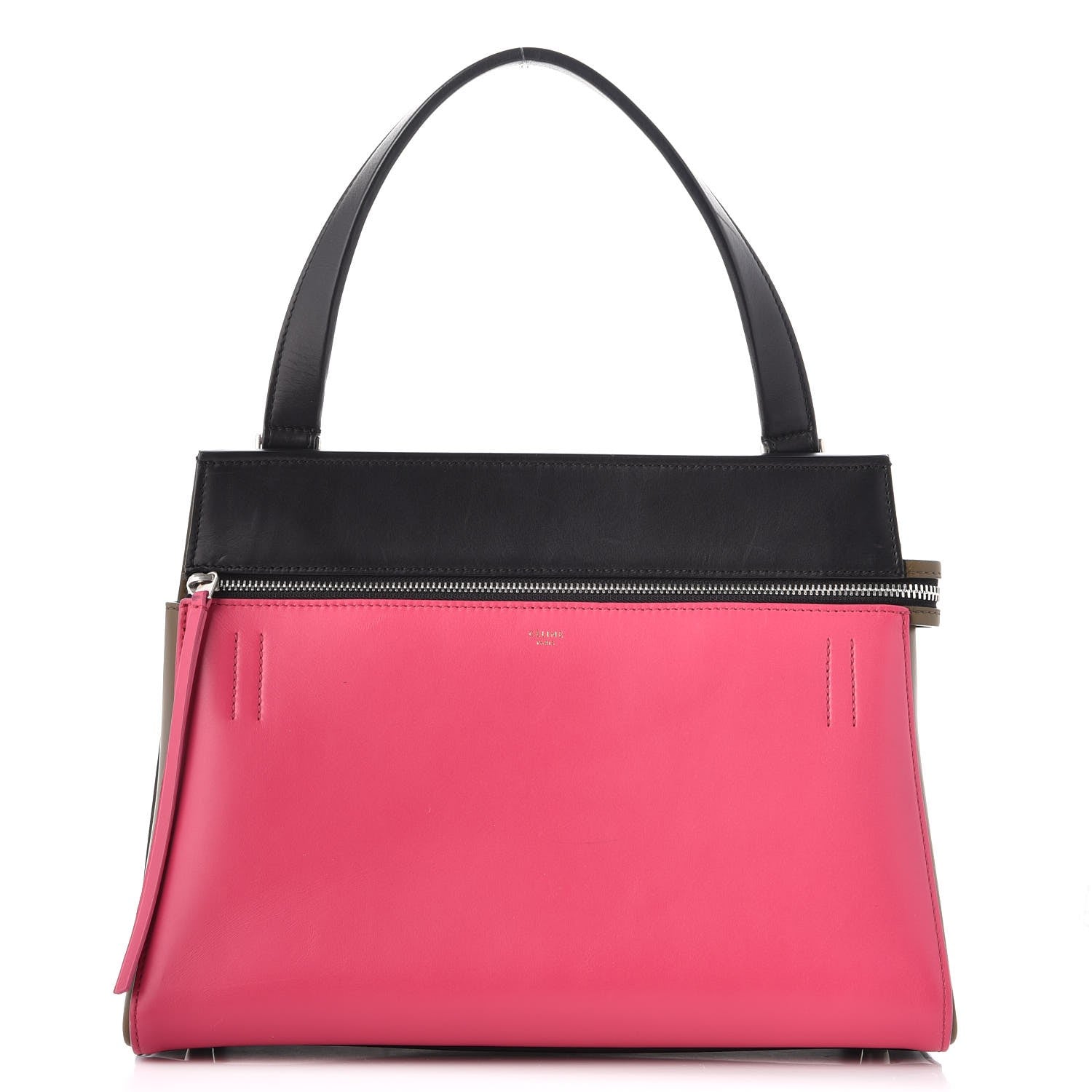 Celine Smooth Calfskin Small Tri-Color Edge Shoulder Bag Fushia 1 of 7