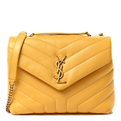 Saint Laurent Calfskin Y Quilted Monogram Small Loulou Chain Satchel Sunflower 1 of 9