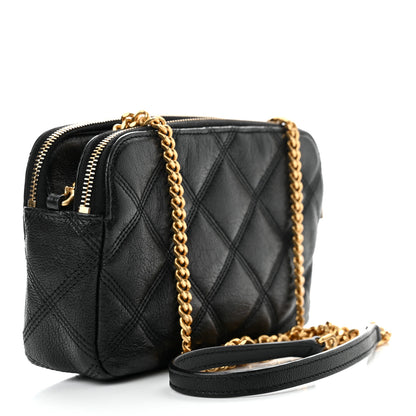 Saint Laurent Grained Lambskin Quilted Mini Becky Double Zip Bag Black 3 of 13