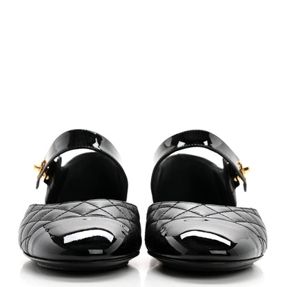 Chanel Patent Lambskin Quilted Cap Toe Ballerina Flats 38 Black 2 of 9