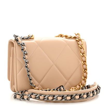 Chanel Lambskin Quilted Chanel 19 Wallet On Chain WOC Beige 3 of 13