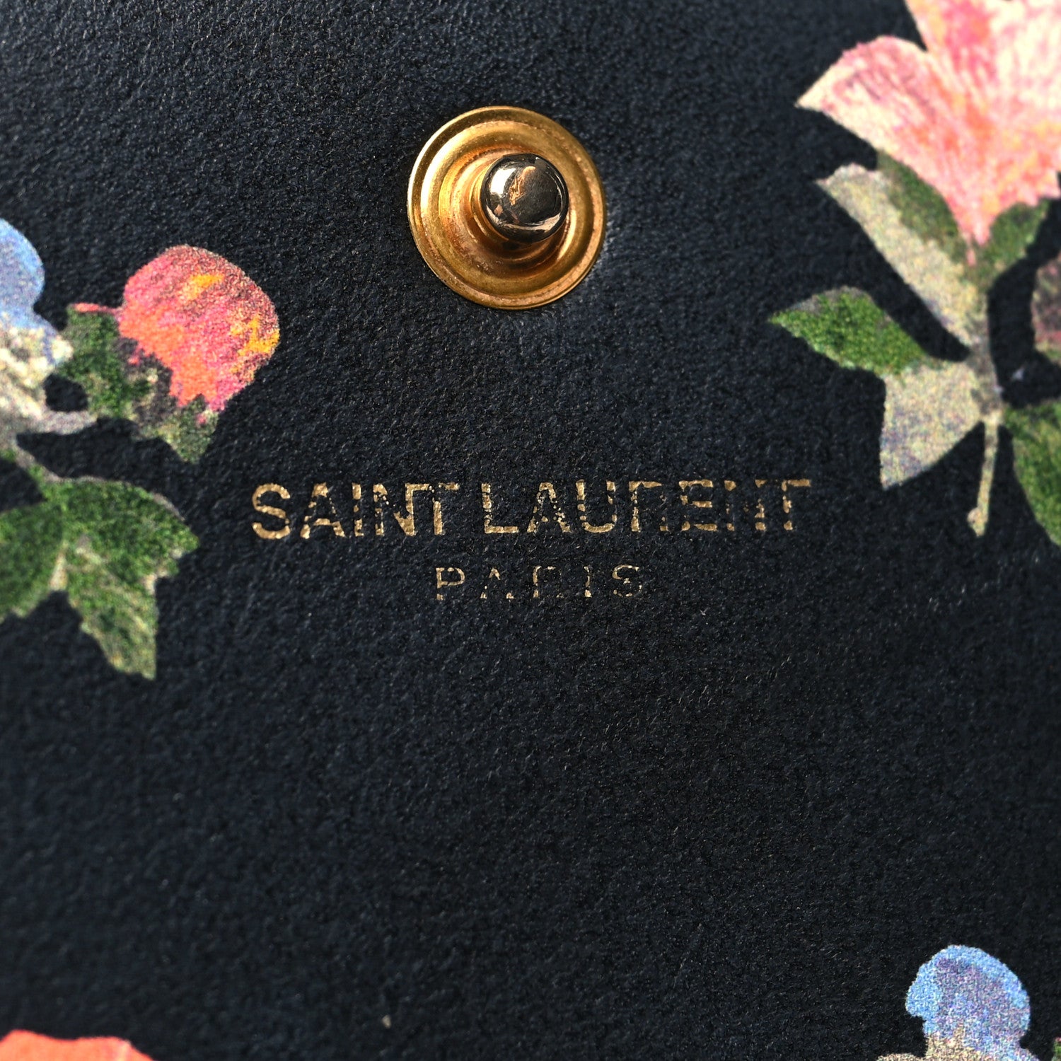 Saint Laurent Calfskin Prairie Flower Printed Small Monogram Clutch Black Multicolor 6 of 12