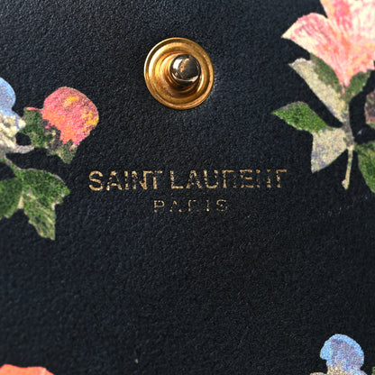 Saint Laurent Calfskin Prairie Flower Printed Small Monogram Clutch Black Multicolor 6 of 12