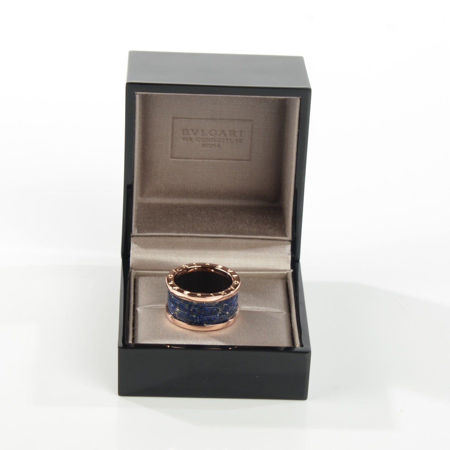 Bulgari 18K Rose Gold Lapis B.Zero1 Four-Band Ring 58 8.5 7 of 7