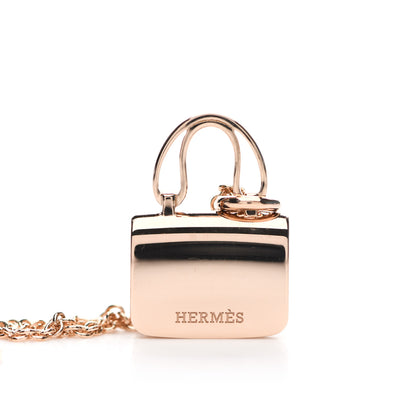 Hermes 18K Rose Gold Diamond Constance Amulettes Pendant Necklace 5 of 6