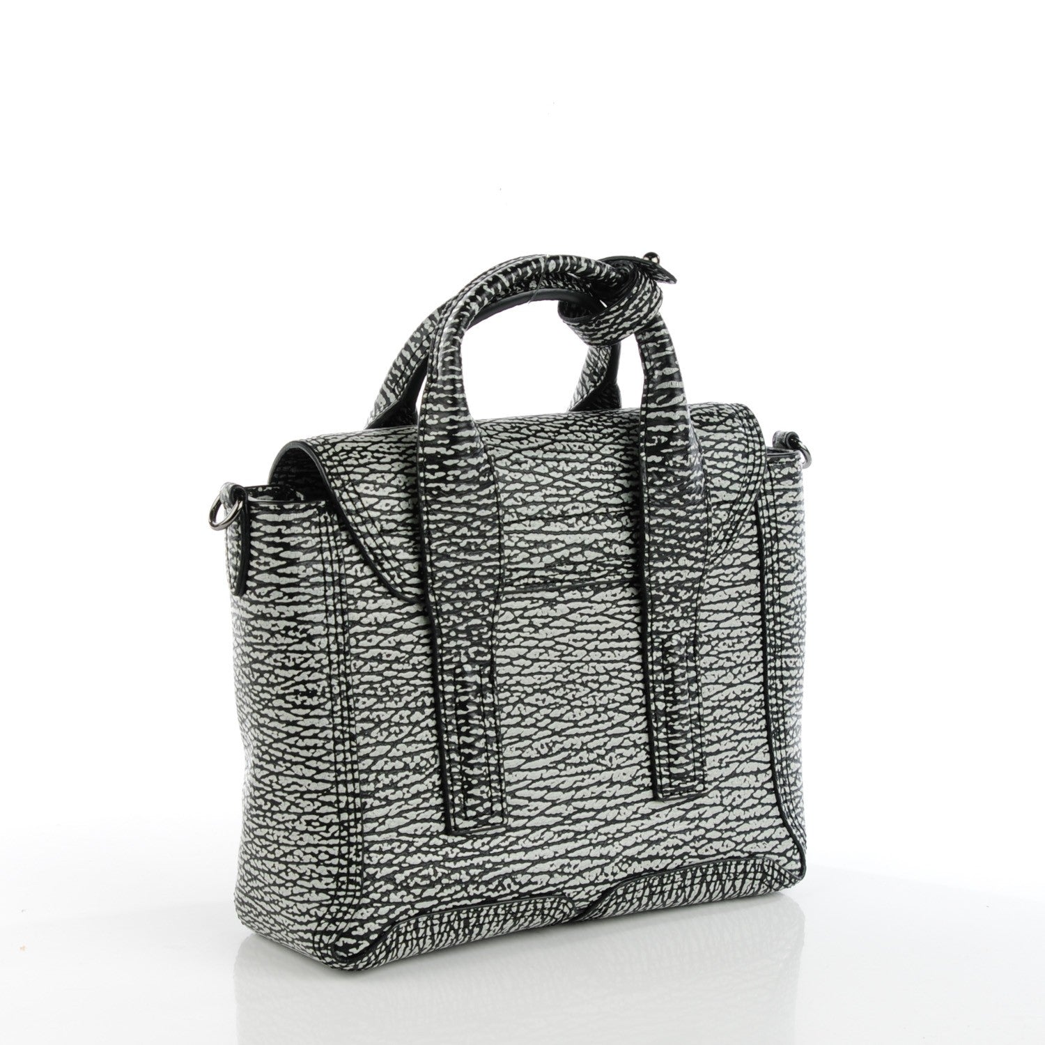 3.1 Phillip Lim 3.1 Textured Calfskin Mini Pashli Satchel Black White 3 of 7