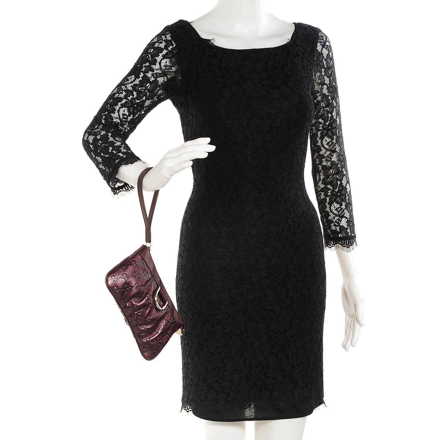 Gucci Guccissima D Gold Wristlet Bordeaux 2 of 8