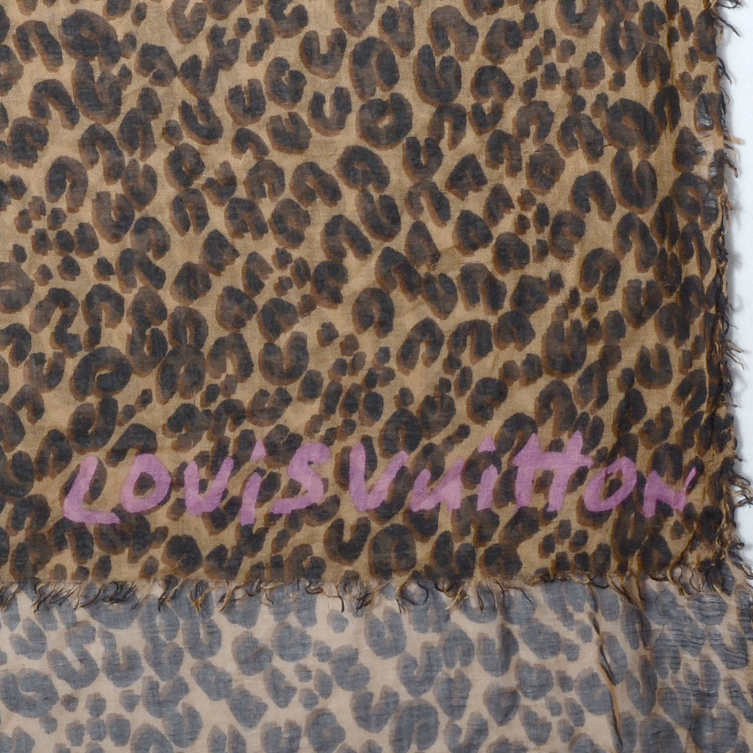 Louis Vuitton Cashmere Silk Leopard Stole Brown 5 of 5