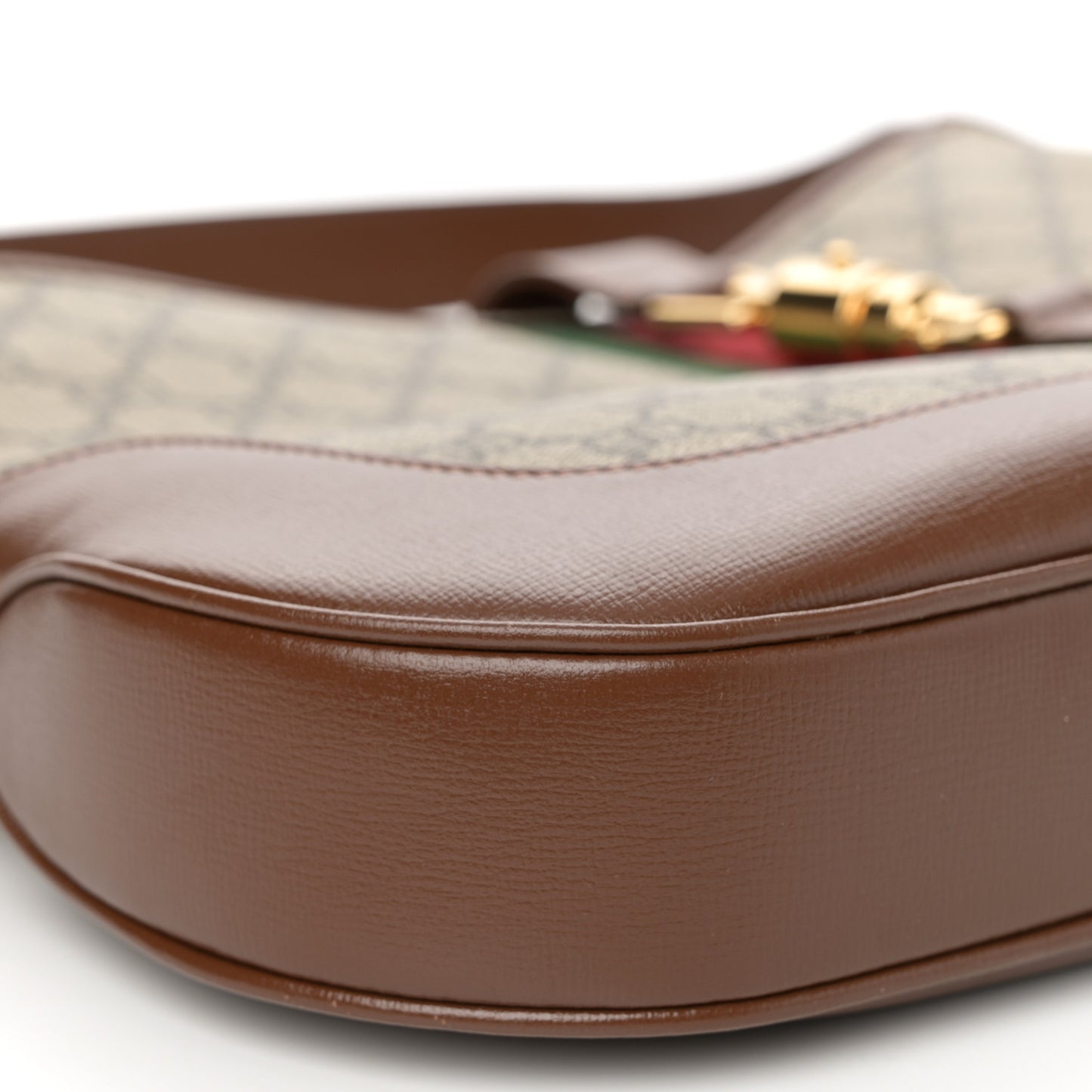 GG Supreme Monogram Azalea Calfskin Web Medium Jackie 1961 Hobo Beige Ebony Brown Sugar