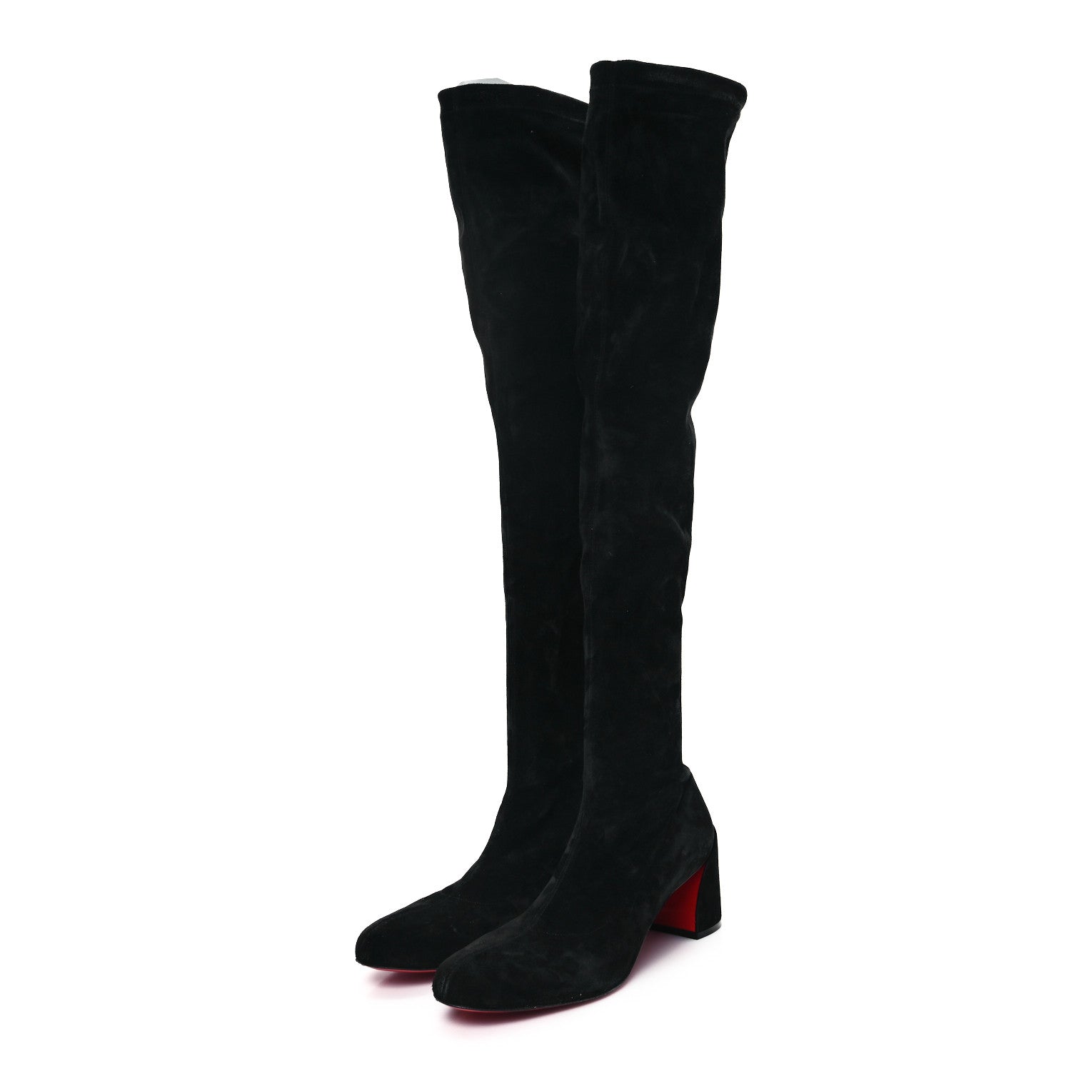 Christian Louboutin Veau Velours Stretch Turelaboot Alta 55 Over The Knee Boots 41 Black 3 of 7