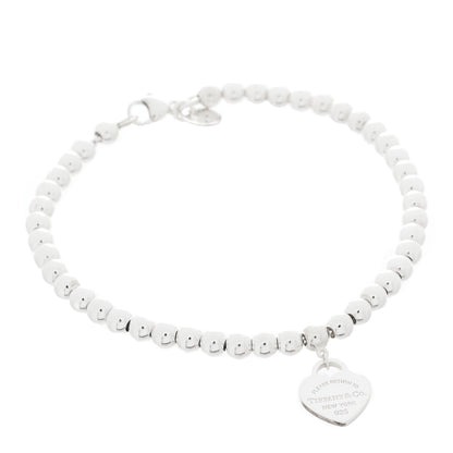 Tiffany Sterling Silver Enamel 4mm Return To Tiffany Heart Tag Bead Bracelet Pink 3 of 4