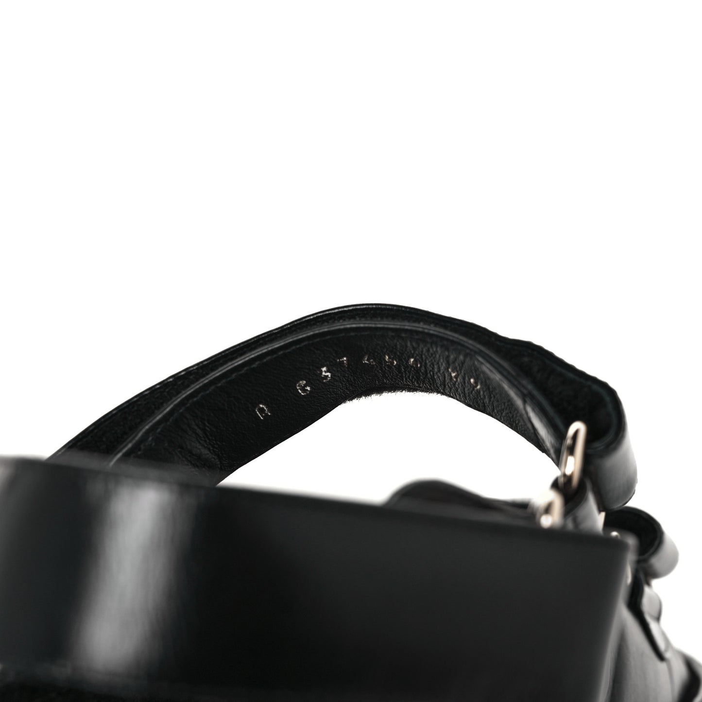 Shiny Calfskin Logo Platform Sandals 39 Black
