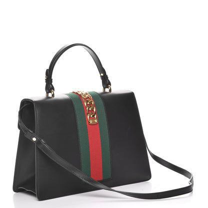 Gucci Calfskin Medium Sylvie Top Handle Bag Black 4 of 8