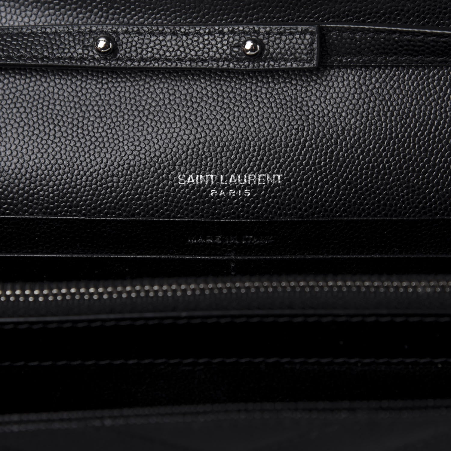 Saint Laurent Grain De Poudre Matelasse Chevron Monogram Chain Wallet Black 8 of 8