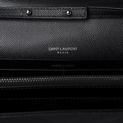 Saint Laurent Grain De Poudre Matelasse Chevron Monogram Chain Wallet Black 8 of 8