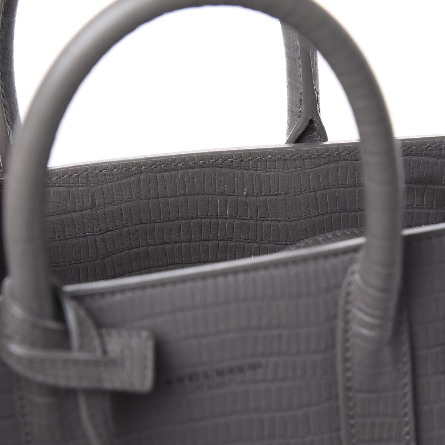 Calfskin Lizard Embossed Nano Sac De Jour Fog