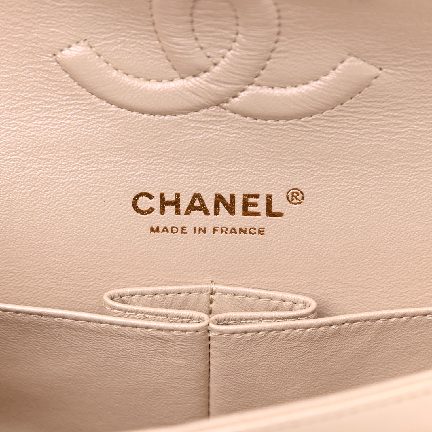 Chanel Iridescent Lambskin Quilted Medium Double Flap Beige 6 of 11