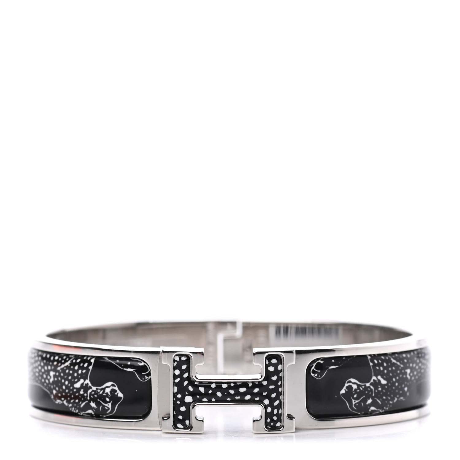 Hermes Enamel Narrow Print Guepards Clic Clac H Bracelet PM Positif Negatif 1 of 3