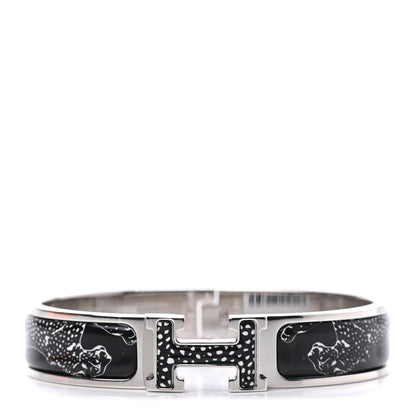Hermes Enamel Narrow Print Guepards Clic Clac H Bracelet PM Positif Negatif 1 of 3