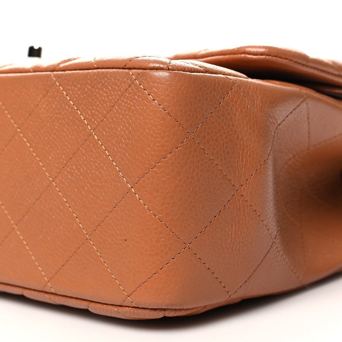 Caviar Quilted Jumbo Double Flap Light Brown