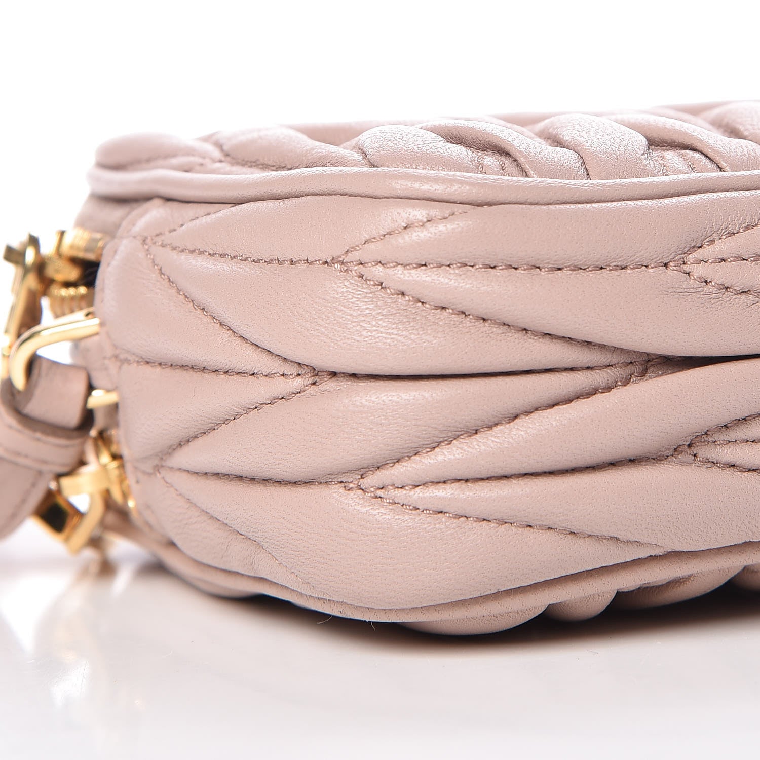Miu Miu Nappa Matelasse Double Zip Pochette Clutch Cammeo 9 of 11