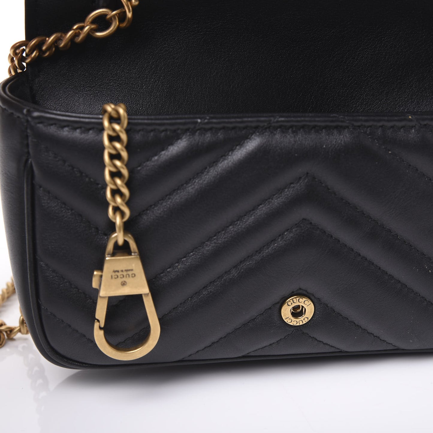 Calfskin Matelasse Super Mini GG Marmont Shoulder Bag Black