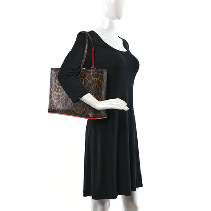 Christian Louboutin Calfskin Leopard Print Spikes East West Cabata Tote Brown 2 of 10