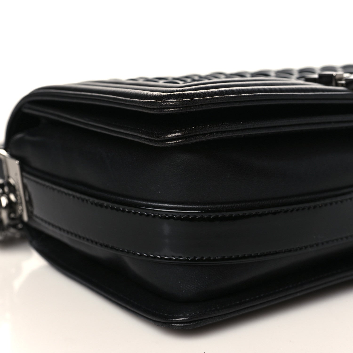 Chanel Calfskin Patent Braided Medium Boy Flap Black 7 of 9