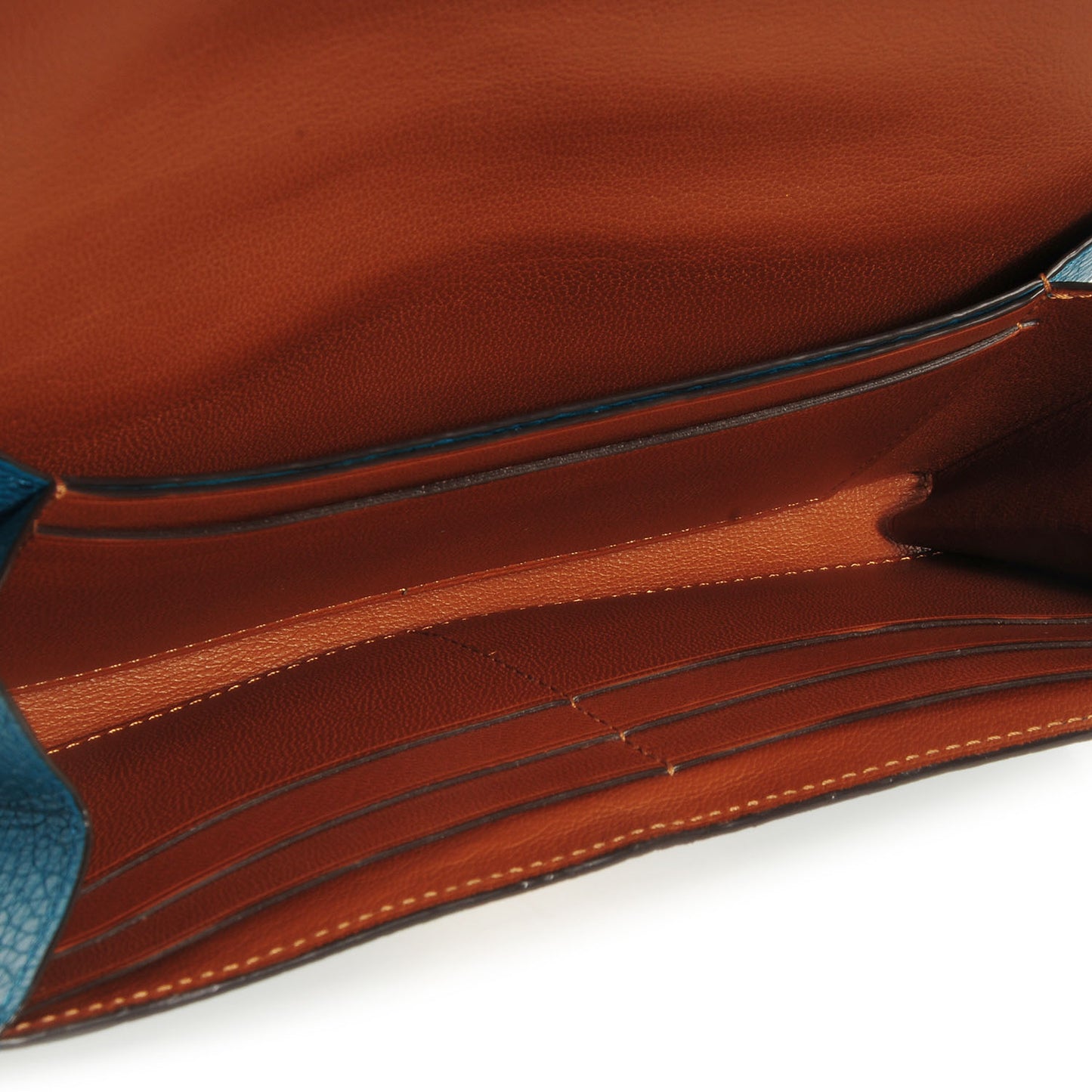 Taurillon Vivienne LV Long Wallet Bleu Canard