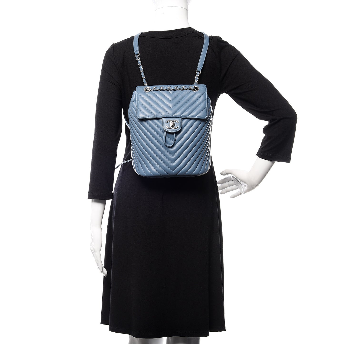 Lambskin Chevron Quilted Small Urban Spirit Backpack Light Blue