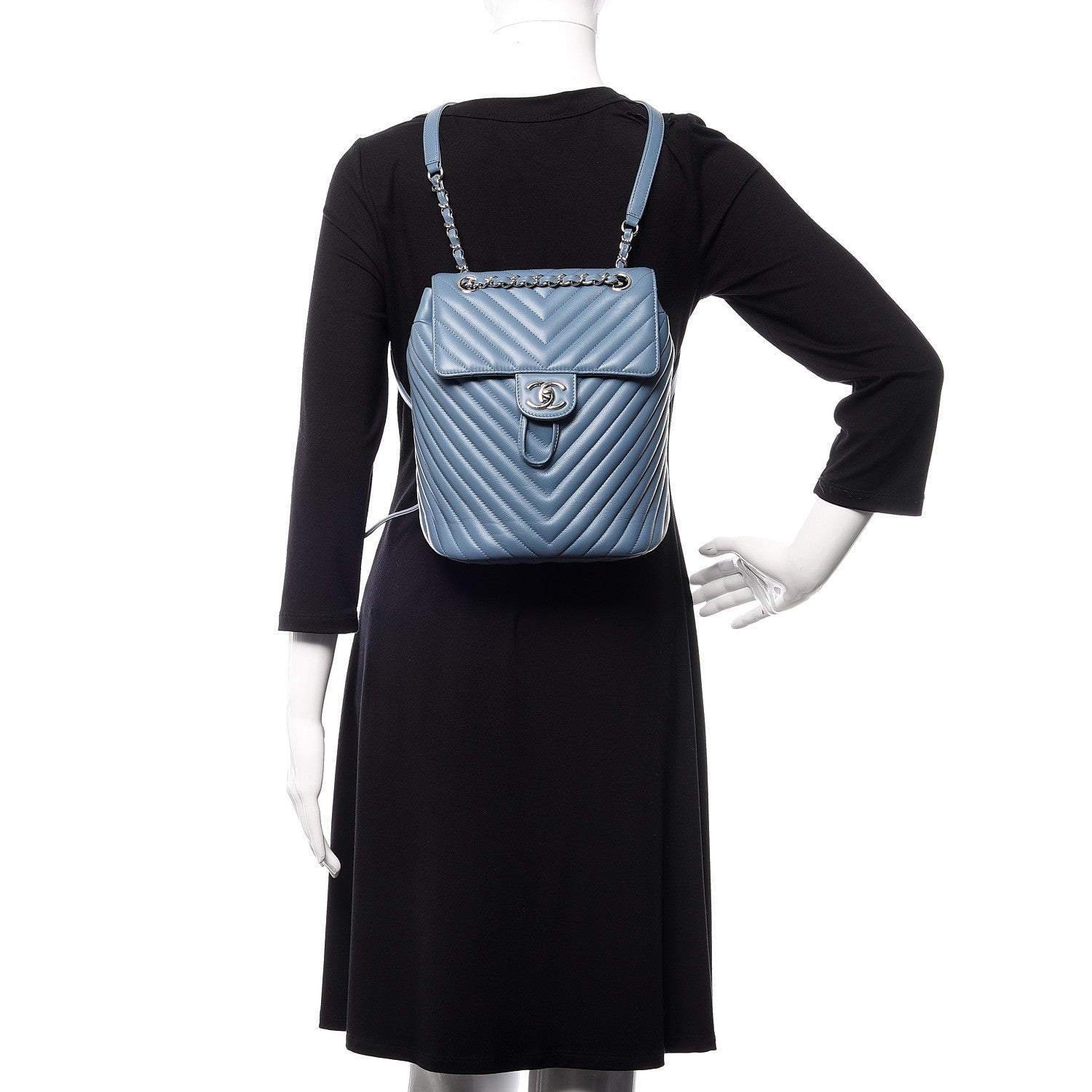 Chanel Lambskin Chevron Quilted Small Urban Spirit Backpack Light Blue 2 of 12
